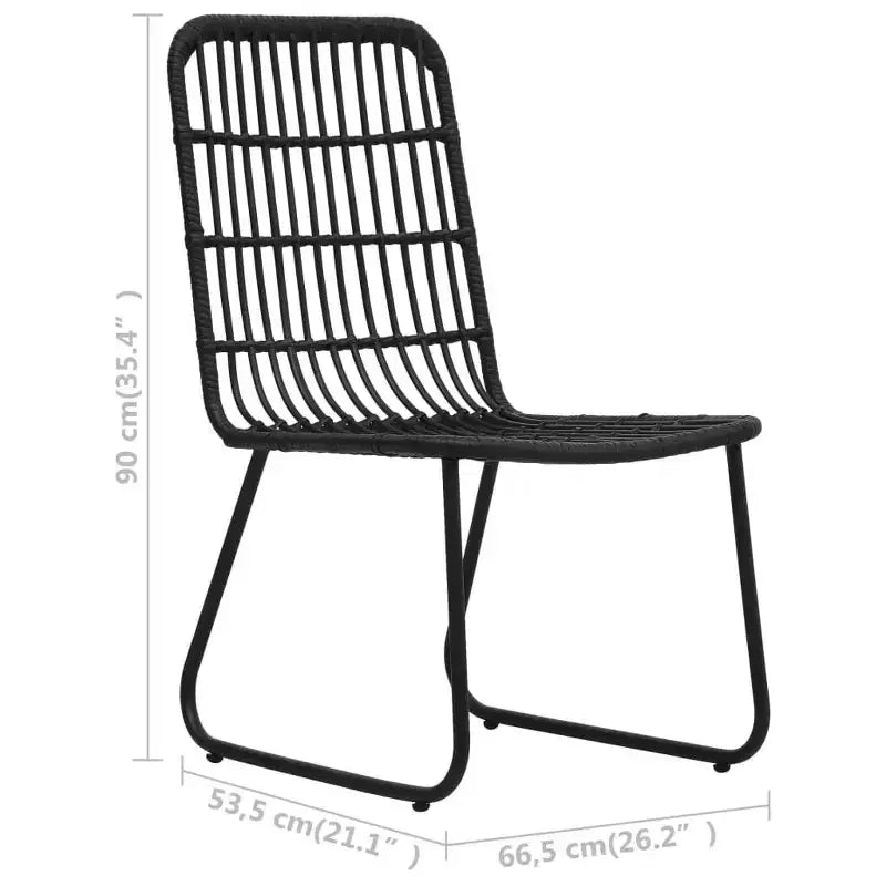 vidaXL Salon de jardin noir résine tressée, acier revêtu par poudre, verre