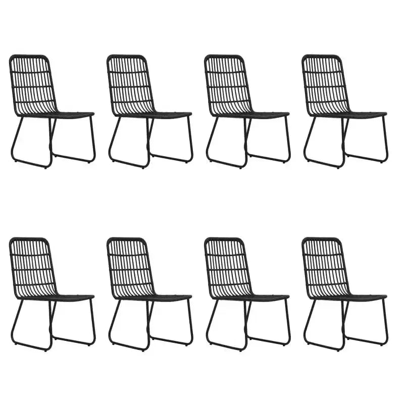 vidaXL Ensemble de salle à manger Noir Résine tressée, acier laqué, verre Grand