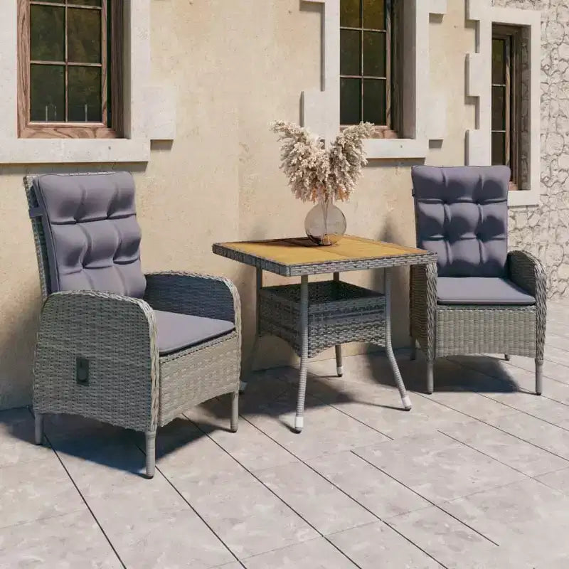 vidaXL Ensemble de Repas de Jardin en Rotin Synthétique Gris Nombreuses Places