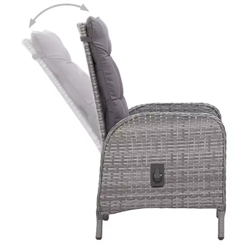 vidaXL Ensemble de Repas de Jardin en Rotin Synthétique Gris Nombreuses Places