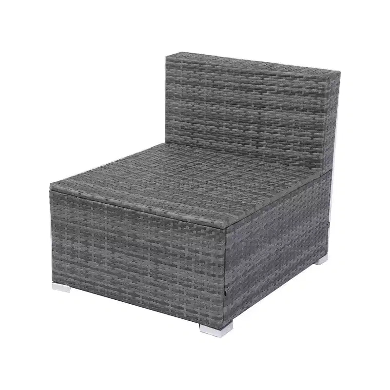 Canapé sectionnel d'extérieur moderne 7 pièces GDFStudio Solio en fer et rotin PE avec auvent rétractable et coussins lavables