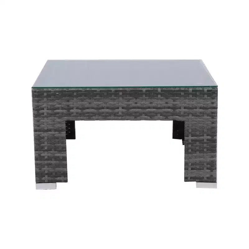 Canapé sectionnel d'extérieur moderne 7 pièces GDFStudio Solio en fer et rotin PE avec auvent rétractable et coussins lavables