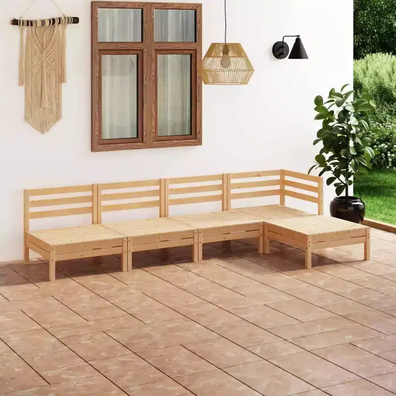 vidaXL Salon de jardin modulaire cinq pièces en pin massif naturel