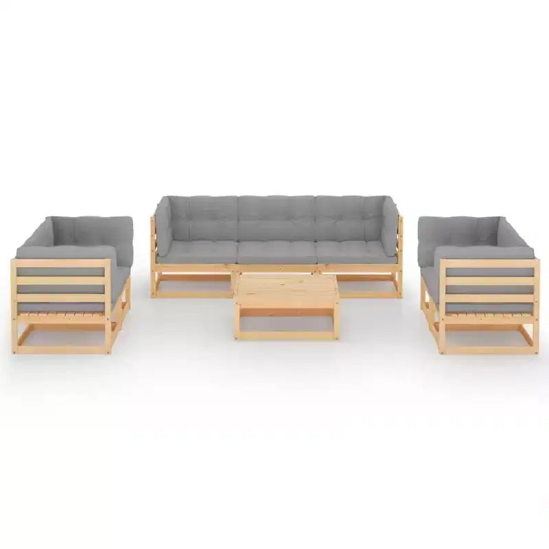 vidaXL Salon de jardin Pin massif Pin naturel Bois massif Modularité moyenne