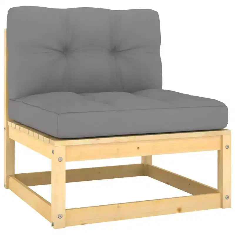 vidaXL Salon de jardin gris, Pin massif, Polyester Grand