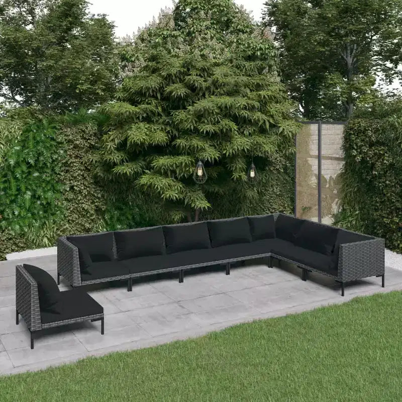 vidaXL Salon de jardin gris foncé, noir