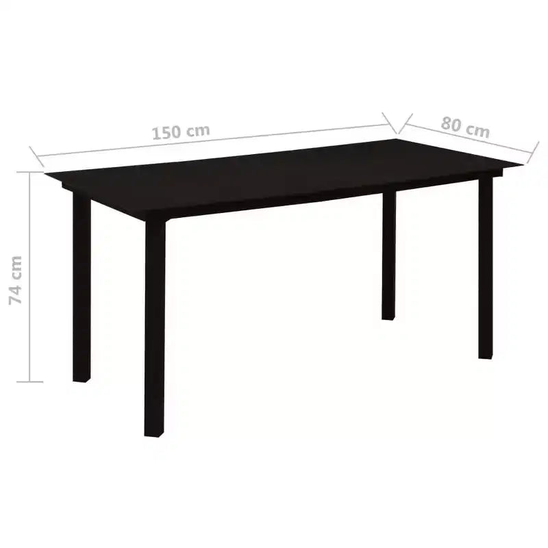 vidaXL Salon de salle à manger noir, verre, acier thermolaqué, rotin en PVC, 7 pièces