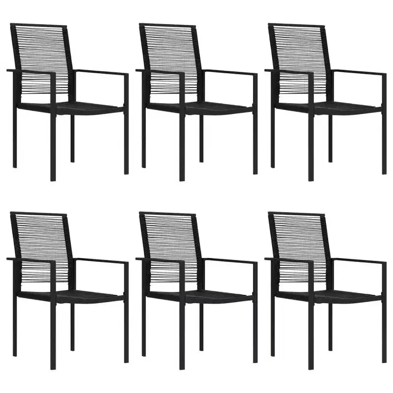vidaXL Salon de salle à manger noir, verre, acier thermolaqué, rotin en PVC, 7 pièces