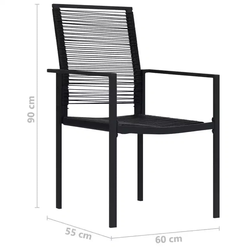 vidaXL Salon de salle à manger noir, verre, acier thermolaqué, rotin en PVC, 7 pièces