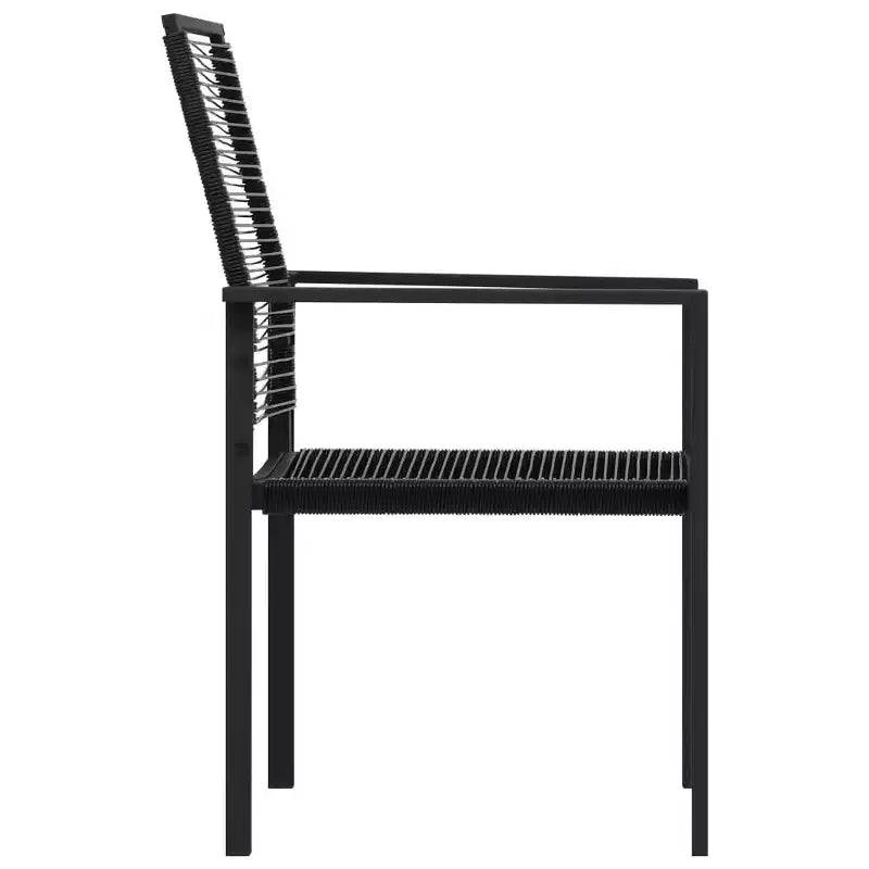 vidaXL Salon de salle à manger noir, verre, acier thermolaqué, rotin en PVC, 7 pièces