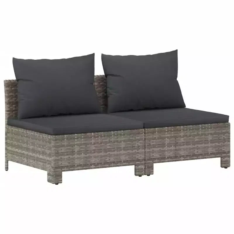 vidaXL Salon de jardin gris en résine tressée, acier enduit de poudre, tissu