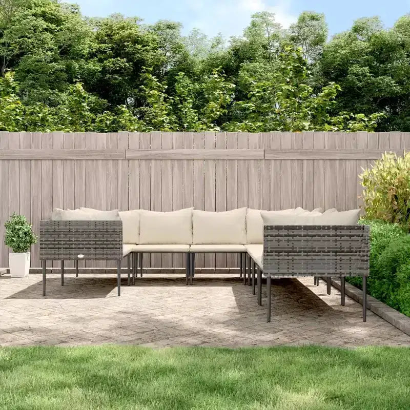 vidaXL Salon de jardin gris en résine tressée Grand Modulable