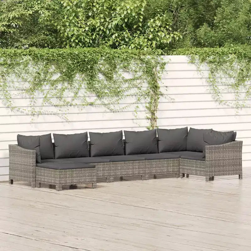 vidaXL Salon de jardin gris en résine tressée et acier thermolaqué Grande taille