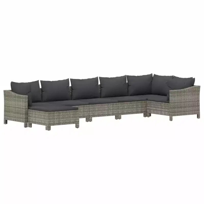 vidaXL Salon de jardin gris en résine tressée et acier thermolaqué Grande taille
