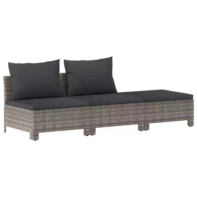 vidaXL Salon de jardin gris en résine tressée et acier thermolaqué Grande taille