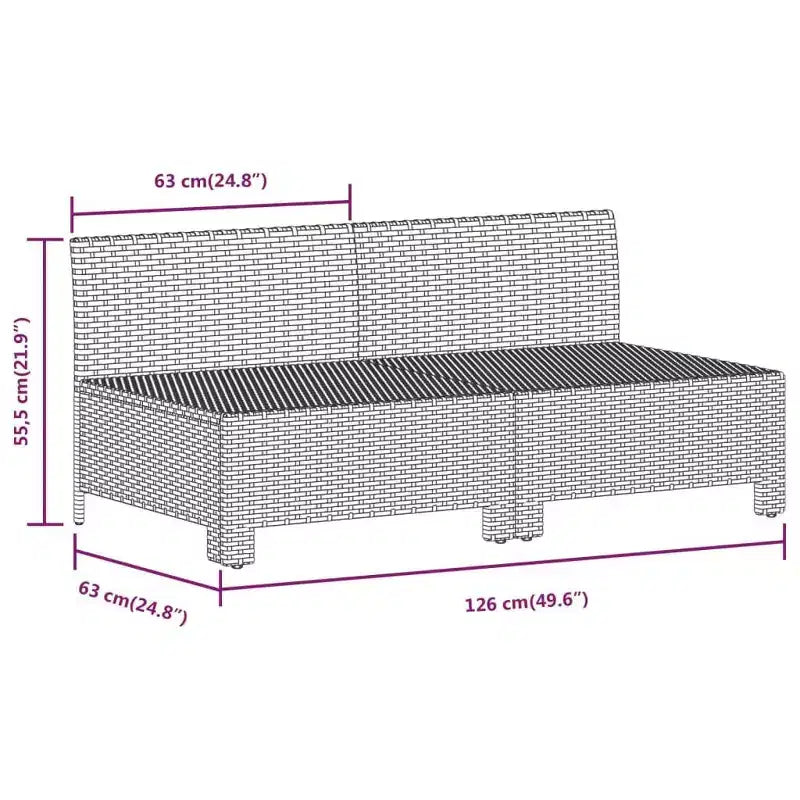vidaXL Salon de jardin gris en résine tressée, acier revêtu par poudre, polyester