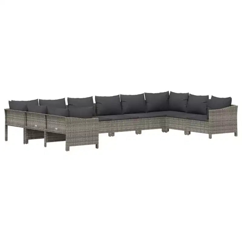 vidaXL Salon de jardin gris en résine tressée, acier revêtu par poudre, polyester