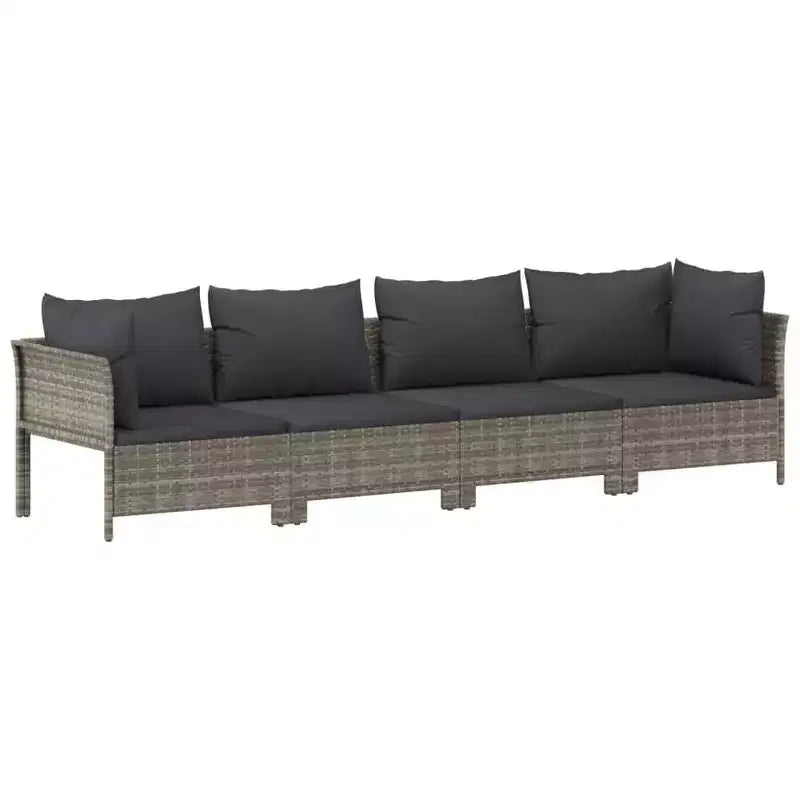 vidaXL Salon de jardin gris en résine tressée, acier revêtu par poudre, polyester