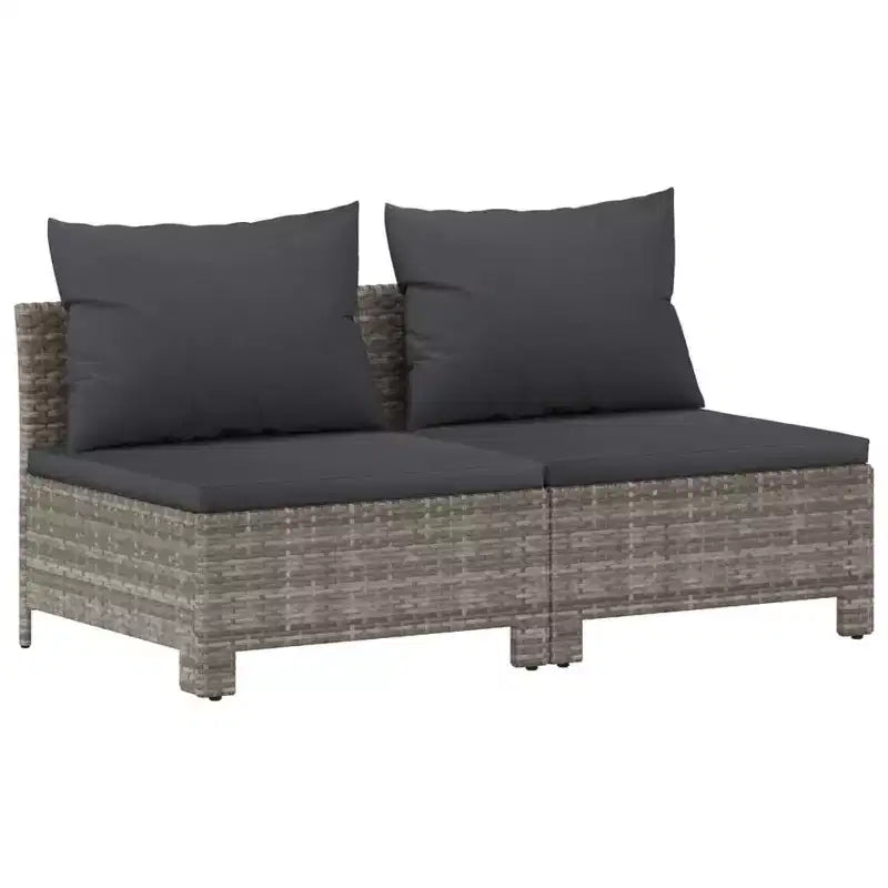 vidaXL Salon de jardin gris en résine tressée, acier revêtu par poudre, polyester