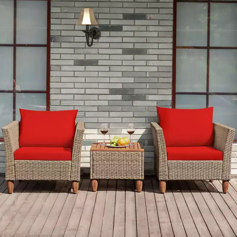 Ensemble de canapés de jardin en rotin 3 pièces Costway, mobilier de conversation en osier avec coussins