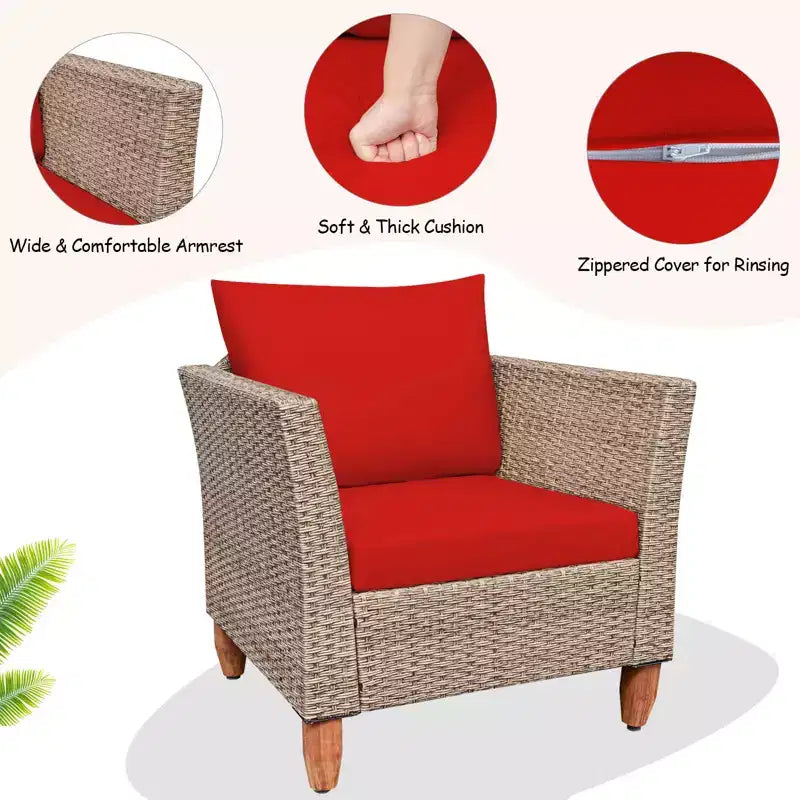 Ensemble de canapés de jardin en rotin 3 pièces Costway, mobilier de conversation en osier avec coussins