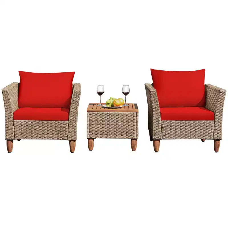 Ensemble de canapés de jardin en rotin 3 pièces Costway, mobilier de conversation en osier avec coussins