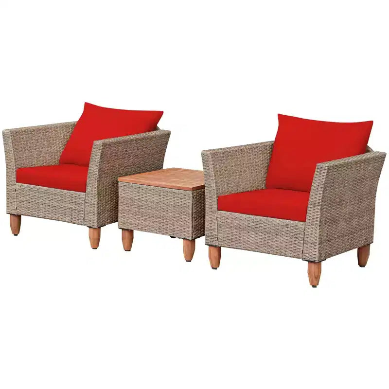 Ensemble de canapés de jardin en rotin 3 pièces Costway, mobilier de conversation en osier avec coussins