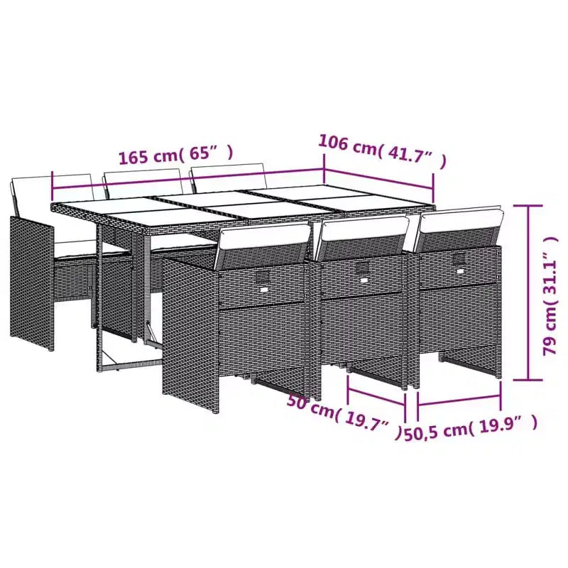 vidaXL Ensemble de salle à manger d'extérieur 6 pcs gris et marron