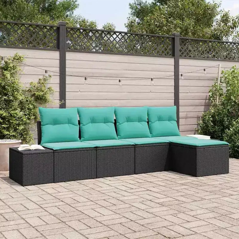vidaXL Ensemble de canapés de jardin 5 pcs et rotin synthétique turquoise