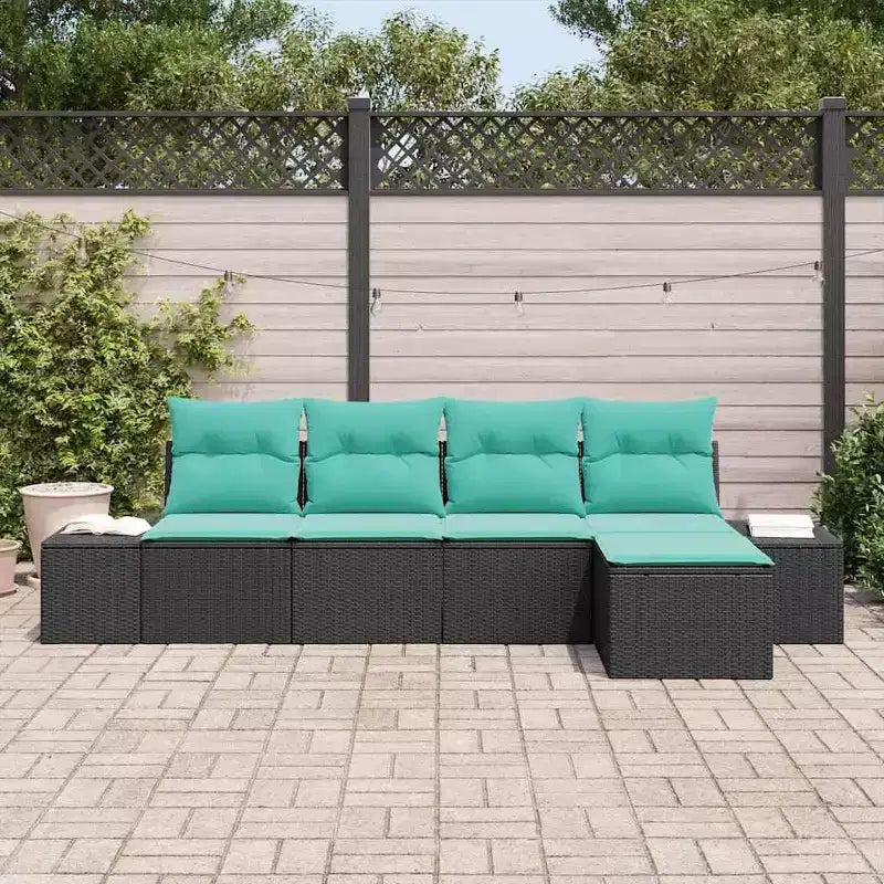 vidaXL Ensemble de canapés de jardin 5 pcs et rotin synthétique turquoise