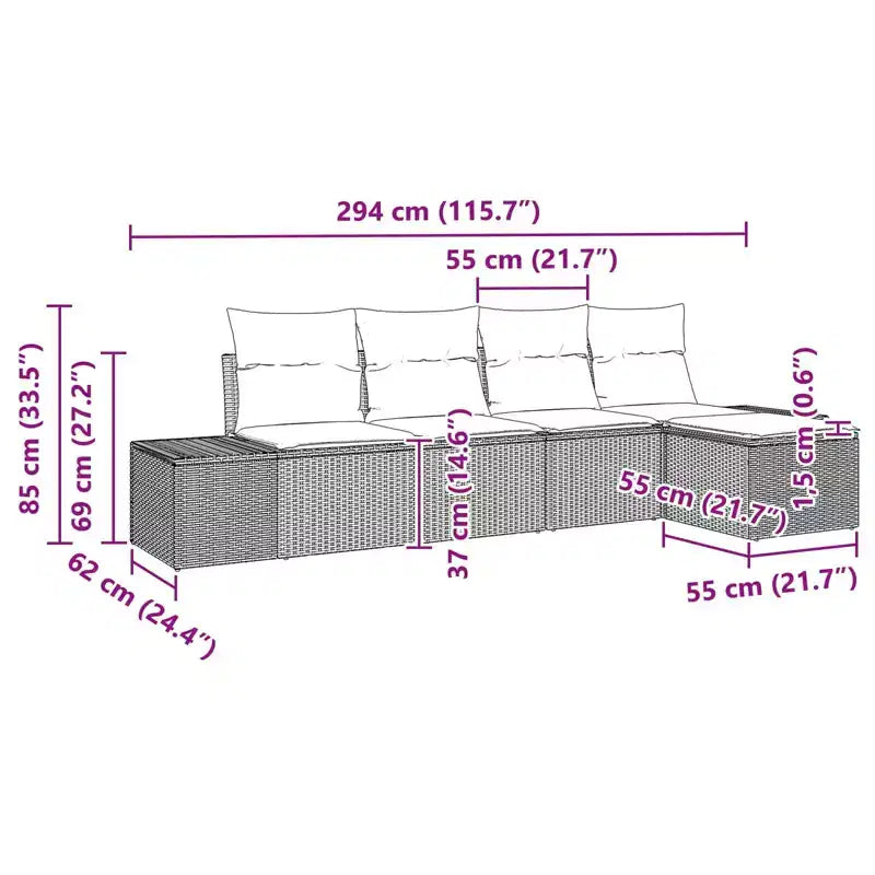 vidaXL Ensemble de canapés de jardin 5 pcs et rotin synthétique turquoise