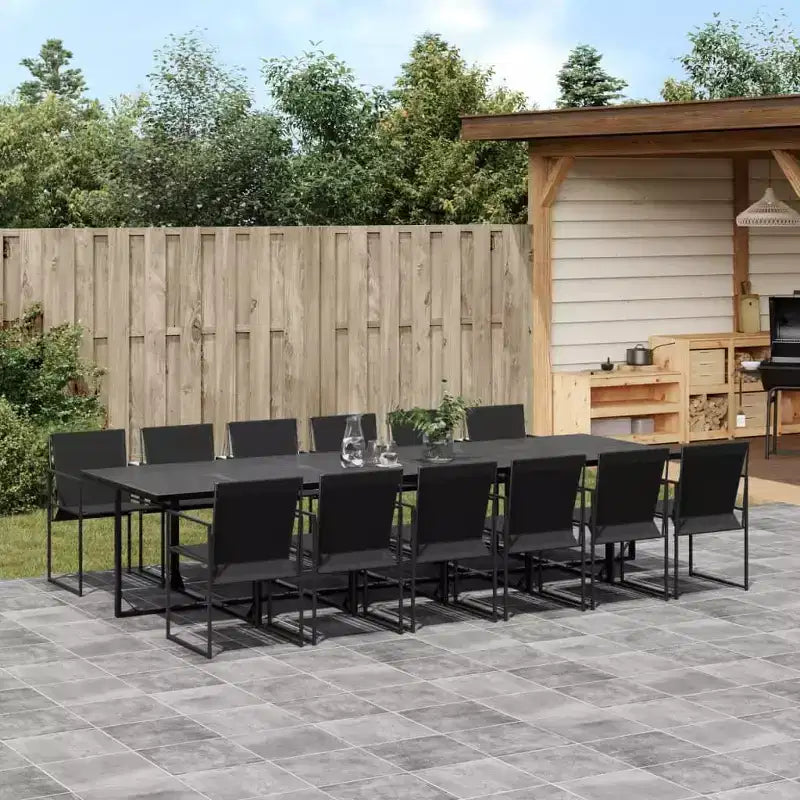 vidaXL Ensemble de Repas de Jardin Textile Noir Grande Taille Pliable