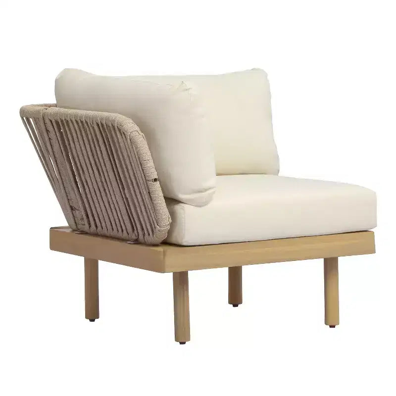 Christopher Knight Home Declan Canapé modulable d'extérieur en acacia et corde en forme de U avec table basse