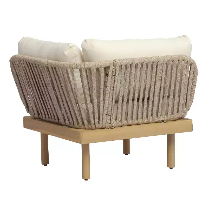 Christopher Knight Home Declan Canapé modulable d'extérieur en acacia et corde en forme de U avec table basse