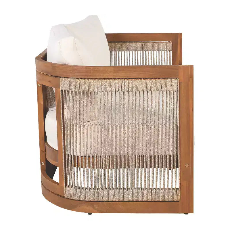 Christopher Knight Home Swedy, ensemble de 5 pièces de mobilier d'extérieur en bois d'acacia avec sièges baignoire incurvés et corde tressée
