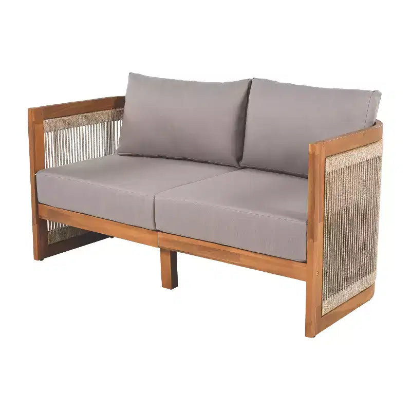 Christopher Knight Home Swedy, ensemble de 5 pièces de mobilier d'extérieur en bois d'acacia avec sièges baignoire incurvés et corde tressée