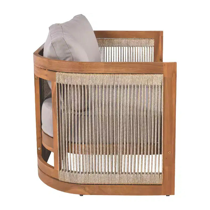Christopher Knight Home Swedy, ensemble de 5 pièces de mobilier d'extérieur en bois d'acacia avec sièges baignoire incurvés et corde tressée