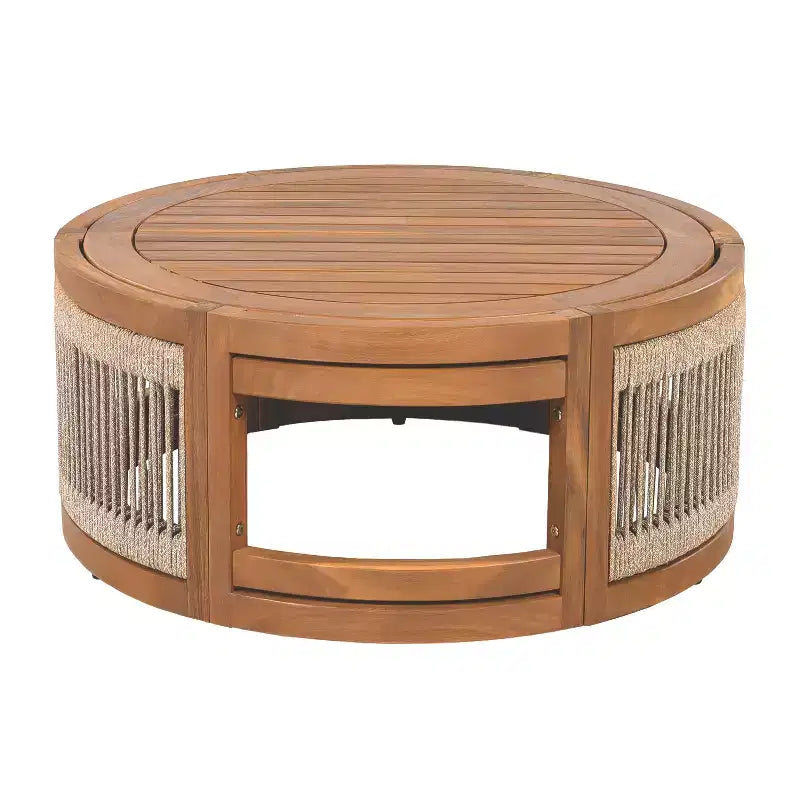 Christopher Knight Home Crune, ensemble de 6 pièces de mobilier d'extérieur en bois d'acacia avec design incurvé et corde tressée