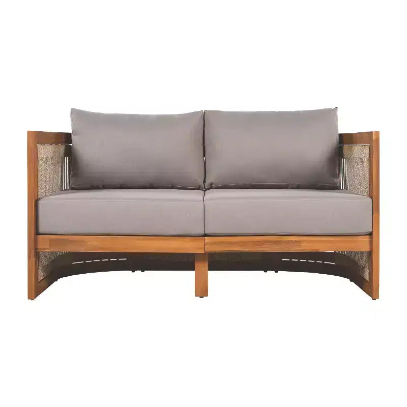 Christopher Knight Home Crune, ensemble de 6 pièces de mobilier d'extérieur en bois d'acacia avec design incurvé et corde tressée