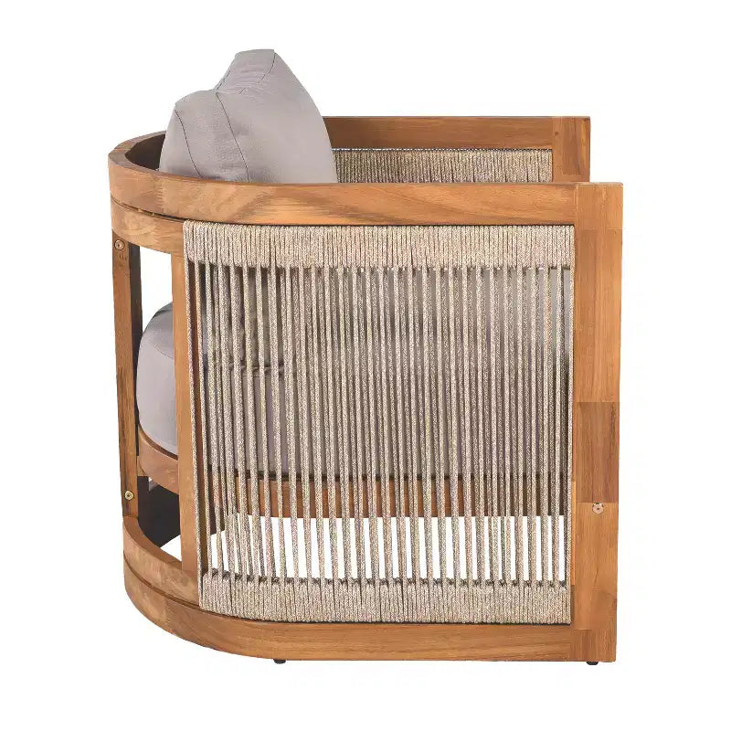 Christopher Knight Home Crune, ensemble de 6 pièces de mobilier d'extérieur en bois d'acacia avec design incurvé et corde tressée
