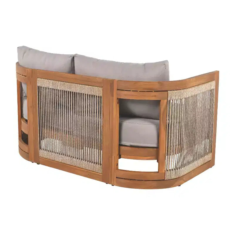 Christopher Knight Home Crune, ensemble de 6 pièces de mobilier d'extérieur en bois d'acacia avec design incurvé et corde tressée