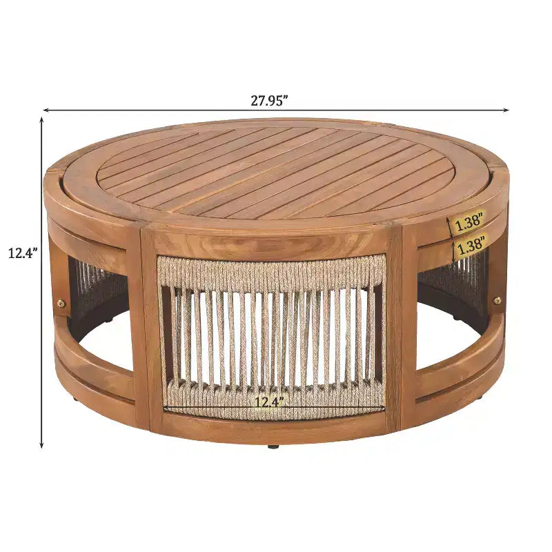 Christopher Knight Home Crune, ensemble de 6 pièces de mobilier d'extérieur en bois d'acacia avec design incurvé et corde tressée