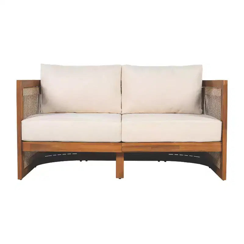 Christopher Knight Home Crune, ensemble de 6 pièces de mobilier d'extérieur en bois d'acacia avec design incurvé et corde tressée
