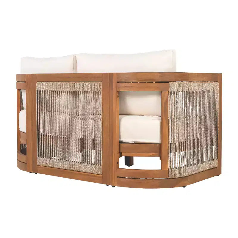 Christopher Knight Home Crune, ensemble de 6 pièces de mobilier d'extérieur en bois d'acacia avec design incurvé et corde tressée