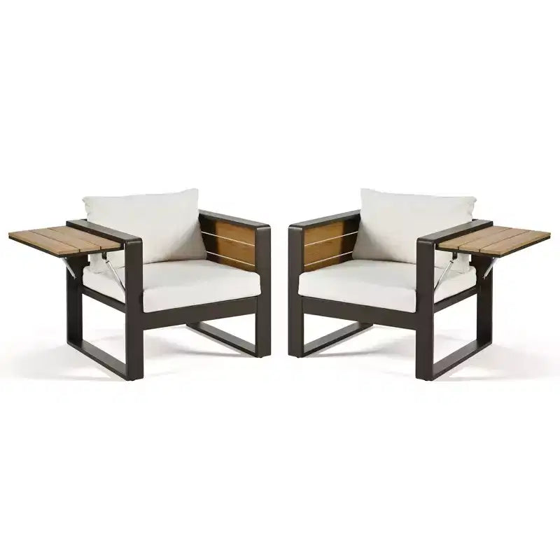 Ensemble de patio extérieur 4 pièces Polibi avec table basse et tables d'appoint pliantes