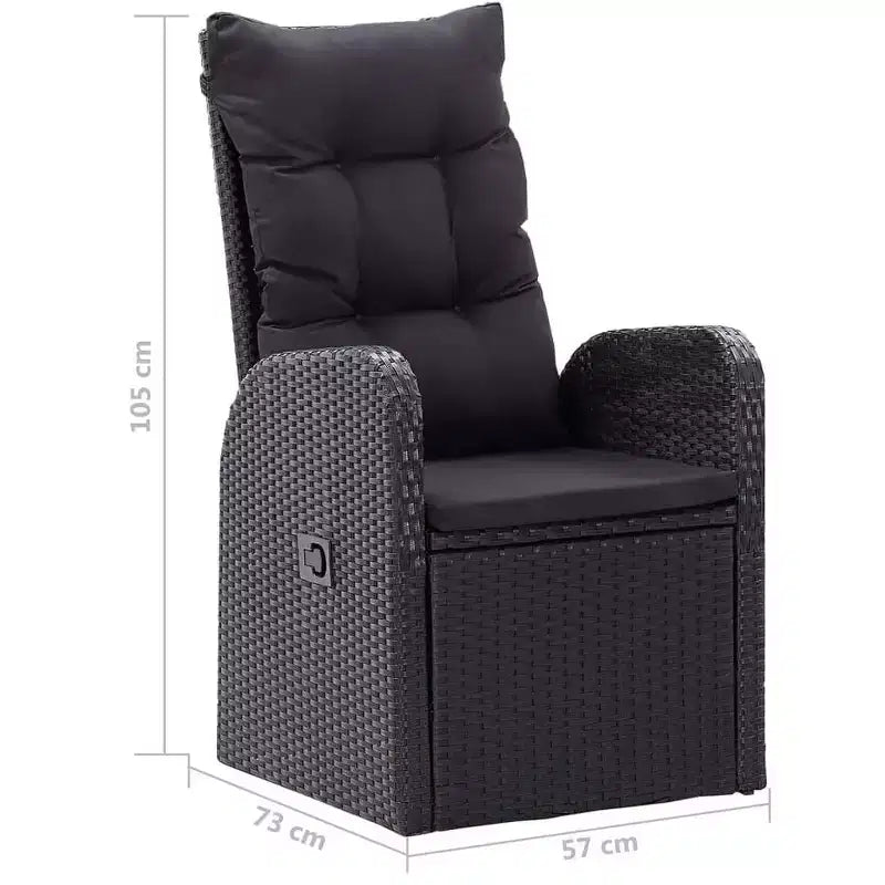 vidaXL Ensemble de salle à manger d'extérieur 7 pcs Noir
