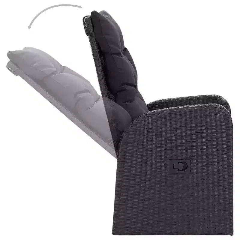 vidaXL Ensemble de salle à manger d'extérieur 7 pcs Noir