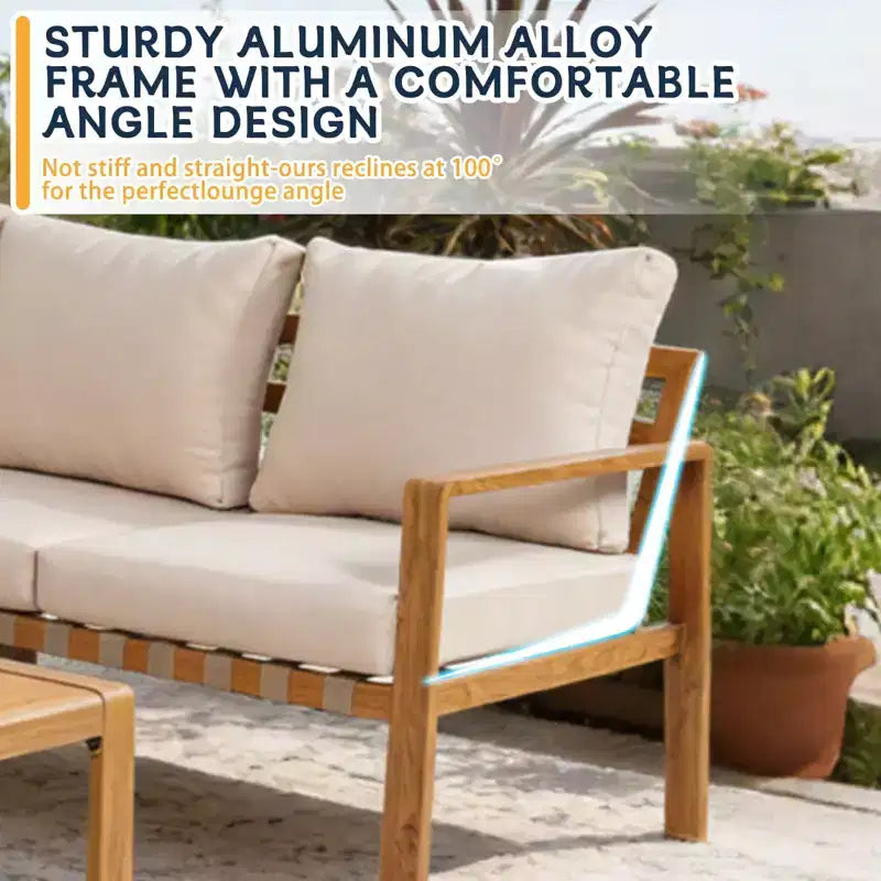 Ensemble de mobilier de jardin 4 pièces GDFStudio Ajay moderne en aluminium avec coussins et table rectangulaire