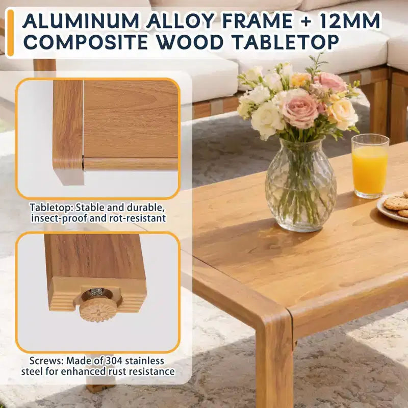 Ensemble de mobilier de jardin 4 pièces GDFStudio Ajay moderne en aluminium avec coussins et table rectangulaire