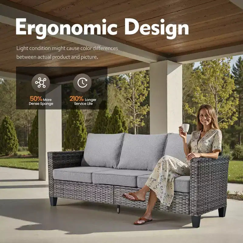 Ensemble de patio HOMLUX 6 pièces avec brasero en acier de 42 po, canapé 3 places, chaises simples et poufs